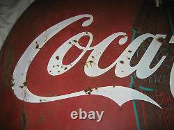 Antique MID Century 48 Coca Cola Soda Glass Bottle Metal Art Advertising Sign