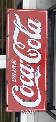 Antique Porcelain Coca-Cola Sign Bonnie And Clyde Special With Bullet Holes