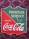 Antique Porcelain Embossed Coca-Cola Fountain Service Sign Double Sided 1934