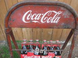 Antique USA Coca Cola Folding Metal Display Rack Bottle Package Art Stand Holder