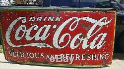 Antique USA Coca Cola Soda Fountain Bottle Porcelain Art Advertising Store Sign
