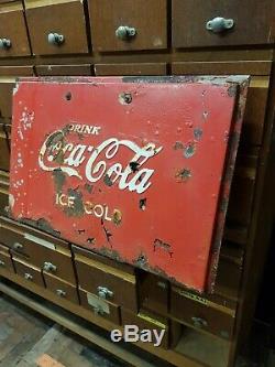 Antique Vintage Original American COCA COLA Coke Sign Red Iconic adverting