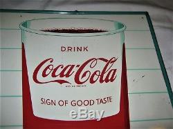 Antique Vintage USA Coca Cola Soda Cup Metal Art Advertising Fountain Shop Sign