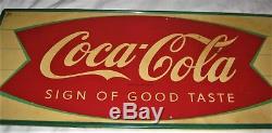 Antique Vintage USA Coca Cola Soda Metal Fish Tail Art Advertising Store Sign Us