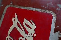 Antique advertising Coca Cola Flanged sign 1930s metal die cut painted sign