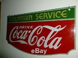 Antique original 1934 Coca-Cola Coke porcelain double side fountain service sign
