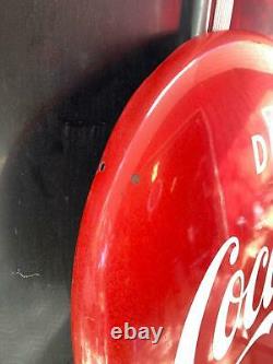 Antique steel porcelain Drink Coca-Cola COKE 36 red BUTTON