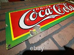 Authentic 1930's Drink Coca Cola Porcelain Soda Sign Nesco Signs, N. Y. Coke Rare