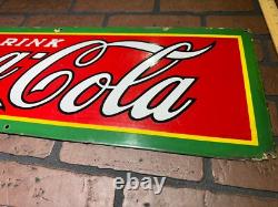 Authentic 1930's Drink Coca Cola Porcelain Soda Sign Nesco Signs, N. Y. Coke Rare