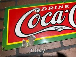 Authentic 1930's Drink Coca Cola Porcelain Soda Sign Nesco Signs, N. Y. Coke Rare