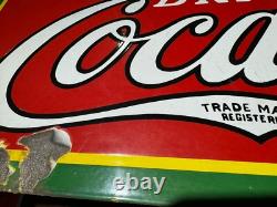 Authentic 1930's Drink Coca Cola Porcelain Soda Sign Nesco Signs, N. Y. Coke Rare