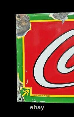 Authentic 1932 Tenn Enamel Co. Drink COKE Coca Cola Soda Porcelain Embossed Sign