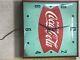 Authentic Antique 1960s Drink Coca-Cola Fishtail Advertising Sign Clock, Working