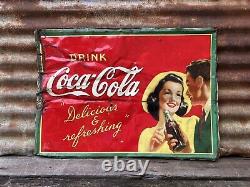 Authentic Vintage Coca Cola Metal Sign Coke Sign Soda Pop 20x28 AM 41 Vintage