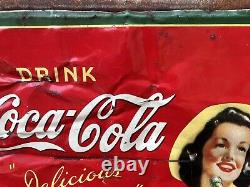 Authentic Vintage Coca Cola Metal Sign Coke Sign Soda Pop 20x28 AM 41 Vintage