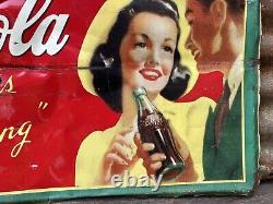 Authentic Vintage Coca Cola Metal Sign Coke Sign Soda Pop 20x28 AM 41 Vintage