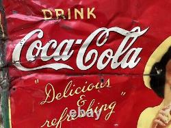 Authentic Vintage Coca Cola Metal Sign Coke Sign Soda Pop 20x28 AM 41 Vintage