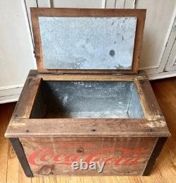 Authentic Vintage Mexican Coke Coca-Cola Cooler / Sign, Wood with Zinc 1930s-50s