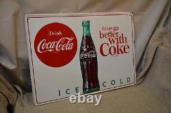 Authentic Vintage Original 1960's Coca Cola Bottle Metal Sign 27 3/4 x 19 7/8