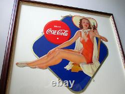 Beautiful NOS 1940 Coca Cola Cardboard Lithograph Bathing Beauty Snyder & Black