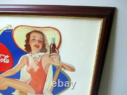 Beautiful NOS 1940 Coca Cola Cardboard Lithograph Bathing Beauty Snyder & Black