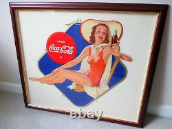 Beautiful NOS 1940 Coca Cola Cardboard Lithograph Bathing Beauty Snyder & Black