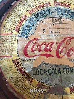 CIRCA 1930s Vntge WOODEN CORKED AUTHENTIC COCA-COLA 5 GALLON SYRUP BARREL Havana