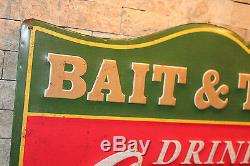COCA COLA BAIT & Tackle metal sign soda fountain fish fishing lure rapala hunt