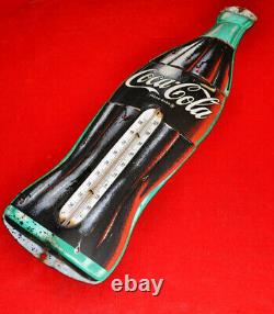 COCA COLA Bottle THERMOMETER Tall Vintage 29 Original 1960 Tin COKE Sign