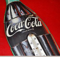 COCA COLA Bottle THERMOMETER Tall Vintage 29 Original 1960 Tin COKE Sign