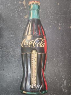 COCA COLA Bottle THERMOMETER Vintage 29 Original 1960 Tin COKE Sign USA #858