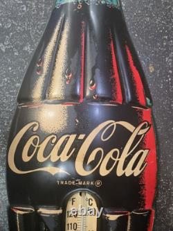 COCA COLA Bottle THERMOMETER Vintage 29 Original 1960 Tin COKE Sign USA #858