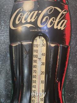 COCA COLA Bottle THERMOMETER Vintage 29 Original 1960 Tin COKE Sign USA #858
