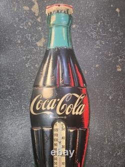 COCA COLA Bottle THERMOMETER Vintage 29 Original 1960 Tin COKE Sign USA #858