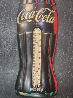 COCA COLA Bottle THERMOMETER Vintage 29 Original 1960 Tin COKE Sign USA #858