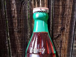 COCA COLA Bottle Thermometer Vintage 29 ORIGINAL 1960's Tin COKE Sign