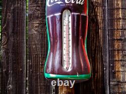 COCA COLA Bottle Thermometer Vintage 29 ORIGINAL 1960's Tin COKE Sign