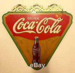 COCA COLA/ COKE 1930 Wood KAY Display Triangle Sign with Wood Bottle RARE ORIGINAL