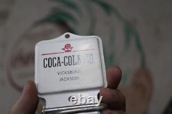 COCA-COLA CO. PAINTED METAL BROOM HOLDER SIGN BOXED DEALER VINTAGE 1950s NOS