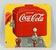 Coca Cola Double Sided Porcelain Fountain Sign W Hardware Coke Condition Minty