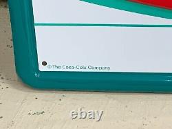 COCA COLA FISHTAIL LARGE EMBOSSED METAL ADVERTISING SIGN (54x 18) NEAR MINT