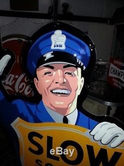 Coca-cola Fishtail Policeman Sign Crossing Guard