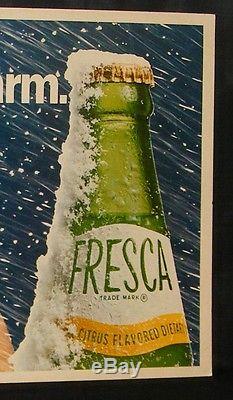 COCA COLA FRESCA SODA DELIVERY TRUCK CARDBOARD POSTER SIGN 66 X 33 1960's