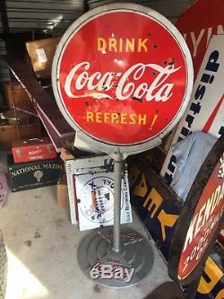 COCA COLA LOLLIPOP SIGN 2 SIDED PORCELAIN Button 1940 Will Ship Freight