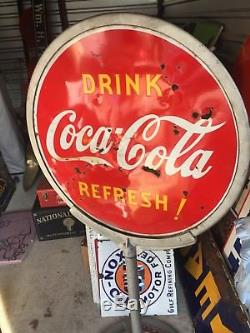 COCA COLA LOLLIPOP SIGN 2 SIDED PORCELAIN Button 1940 Will Ship Freight