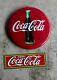 COCA COLA Metal Button & 2 Vintage signs