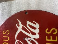 COCA COLA PORCELAIN ENAMEL SIGN SIZE 12 delicious coca- cola refreshes you best