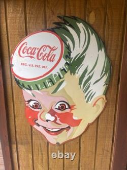 COCA COLA SPRITE BOY PORCELAIN ENAMEL SIGN 23 X 31 Inches