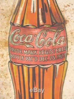 Coca Cola Super Rare Metal Sign With 2 1923 Christmas Bottles, Dated 1929 W@w