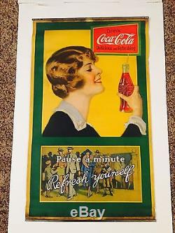 COCA COLA Vintage Advertising PAPER SIGN HANGER SIGN 1920'2 RARE Sign